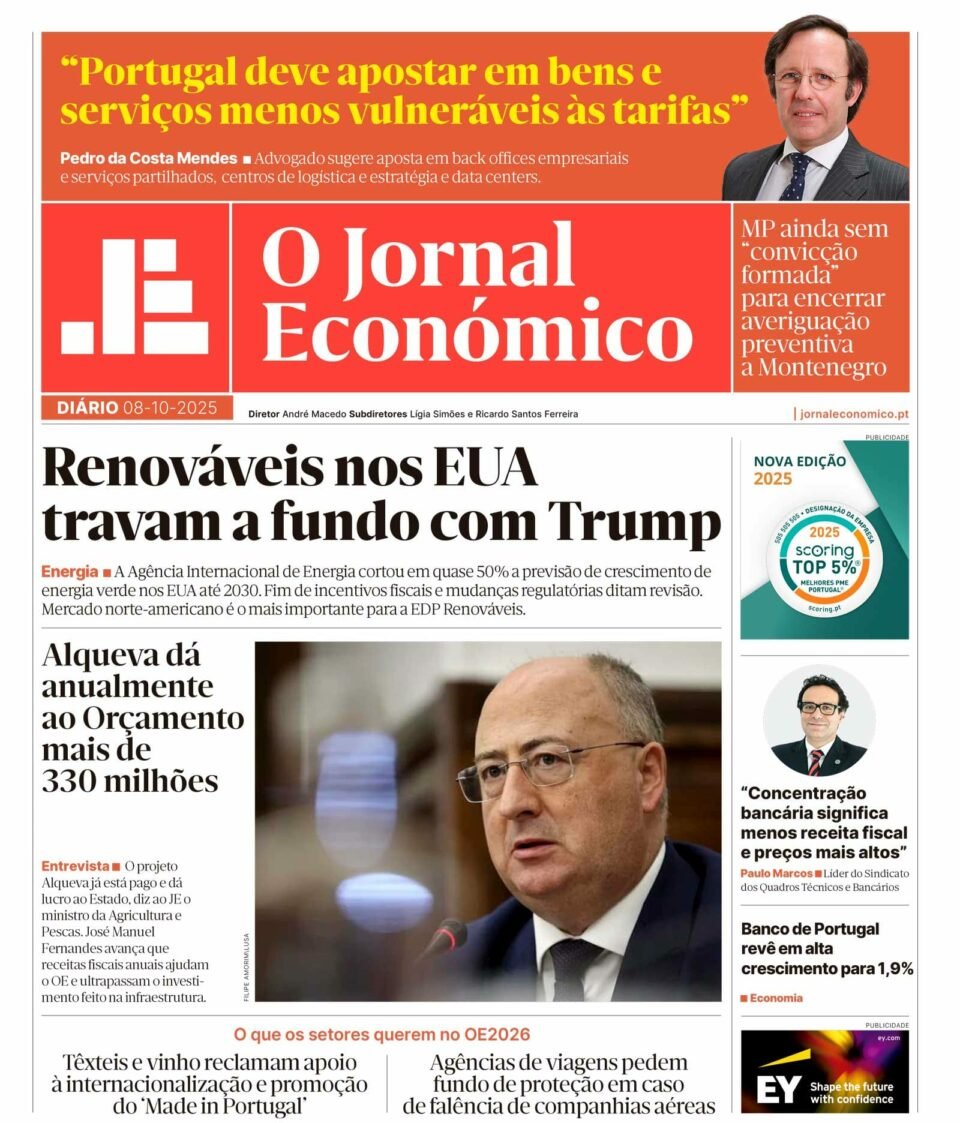 Principais Destaques do Jornal Económico - 8 de Outubro