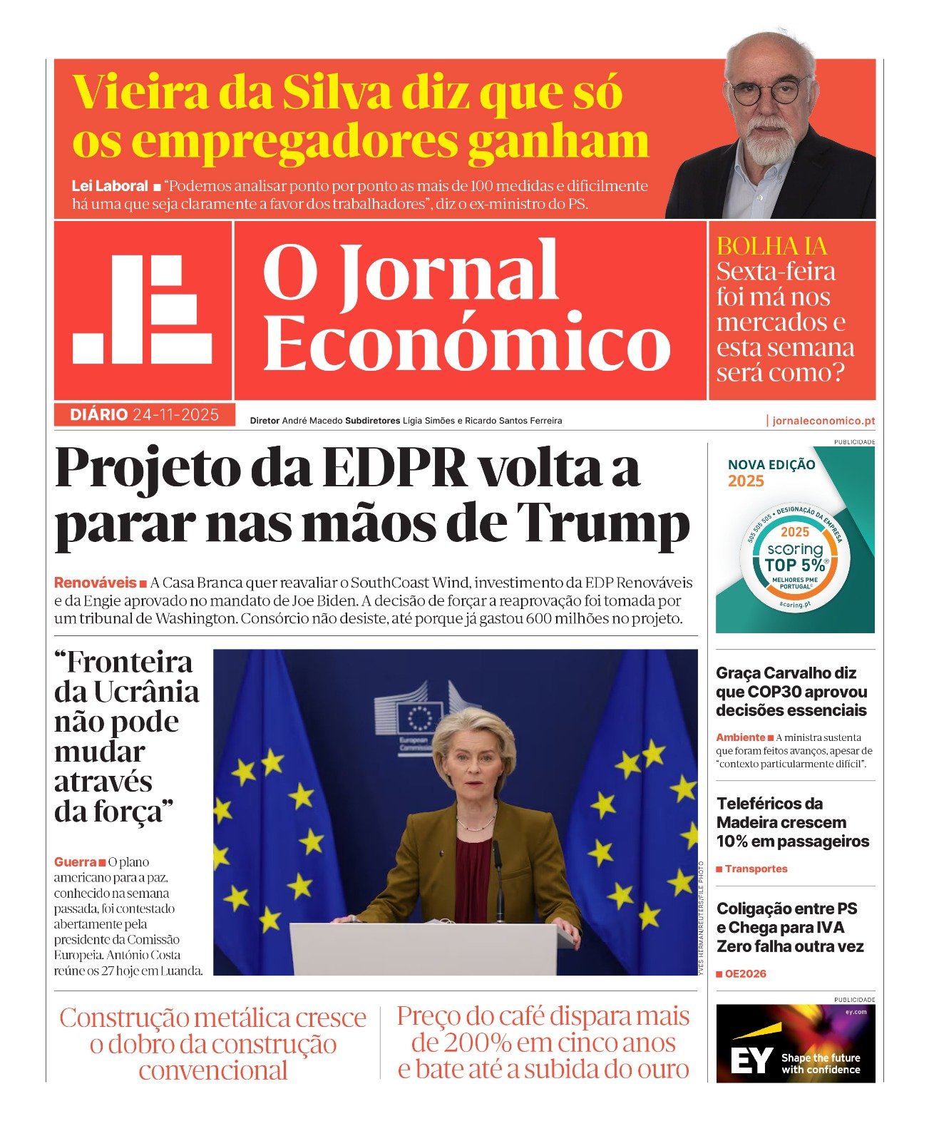 Título: "Principais Destaques do Jornal Económico - 24 de Novembro