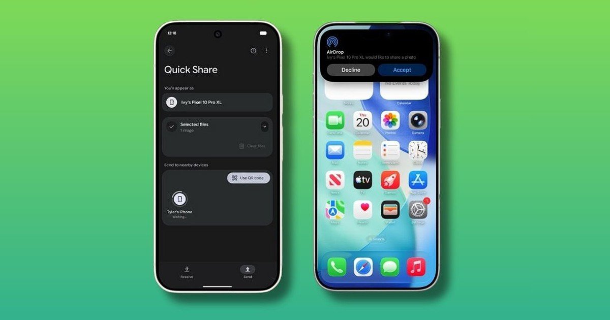 Android atrásra é compatível com AirDrop da Apple: Pixel 10 traz a novidade no Quick Share