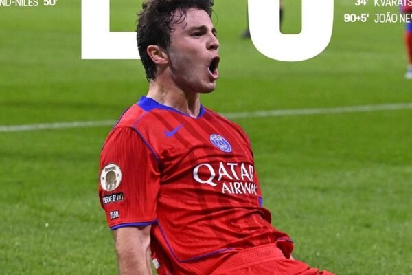 João Neves garante vitória ao PSG nos descontos e assume liderança isolada da Liga Francesa